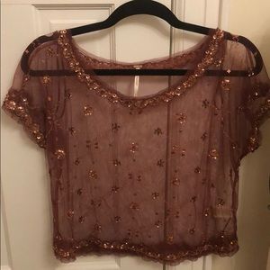 Free People see thru beaded shirt